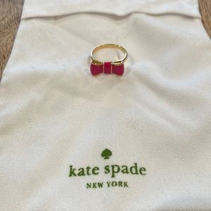 Kate Spade, Pink Bow Ring in Gold, Size 8
